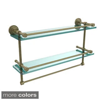 Allied Brass Dottingham 22-inch Gallery Double Glass Shelf with Towel Bar