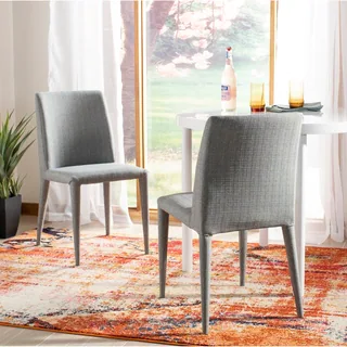 Safavieh Mid-Century Dining Garretson Linen Grey Side Chairs (Set of 2)