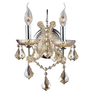 Maria Theresa Imperial 2-light Golden Teak and Crystal Candle Wall Sconce