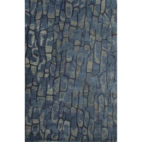 National Geographic Hand-Tufted Abstract Pattern Blue shadow/Dark denim Wool (8x10) Area Rug