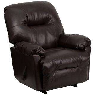 Contemporary Bentley Brown Leather Chaise Rocker Recliner