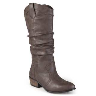 Journee Collection Women's 'Drover' Regular and Wide-calf Slouch Faux Leather Riding Boots