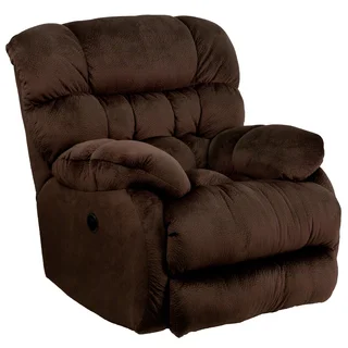 Contemporary Sharpei Chocolate Microfiber Power Recliner with Push Button