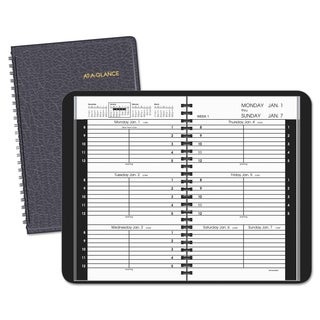 AT-A-GLANCE 4 7/8 x 8, Black 2016 Weekly Appointment Book Ruled for Hourly Appointments