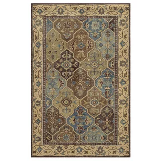 Hand-Knotted Border New Zealand Wool Beige Rug (8' x 10')
