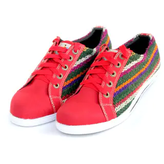 ANDIZ Women's Handmade Multi-colored, Red, and Green Low-cut Oxford Shoes