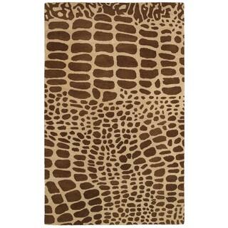 Rizzy Home Volare Collection Hand-tufted Animal Wool Beige/ Brown Rug (2' x 3')