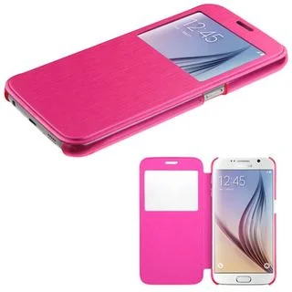 Insten Slim Leather Folio Flip Fabric Phone Case Cover with Half-window For Samsung Galaxy S6