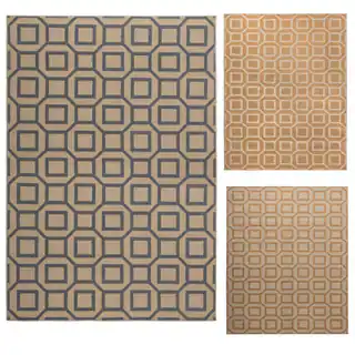 Rizzy Home Millington Collection Power-loomed Geometric Ivory/ Grey/ Gold Rug (6'7 x 9'6)