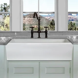 Highpoint Collection White 36-inch Single Bowl Reversible Fireclay Farmhouse Kitchen Sink