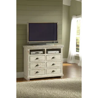 Willow Distressed White Solid Pine Media Chest