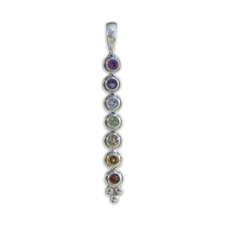 Sterling SIlver Genuine Stones Chakra Pendant Necklace