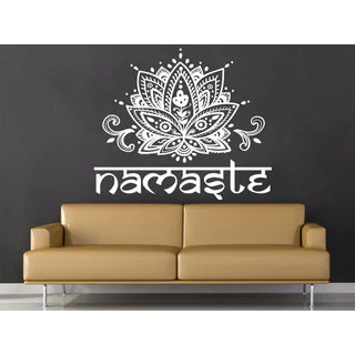 Mandala Namaste Lotus Flower White Vinyl Sticker Wall Art