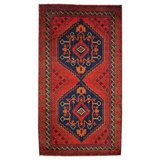 Herat Oriental Afghan Hand-knotted 1960s Semi-antique Tribal Balouchi Wool Rug (3'8 x 6'8)