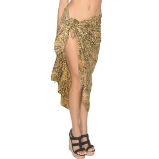 La Leela Super SOFT Likre Vintage Art Bikini Skirt Dress Sarong 72X42 Inch Brown