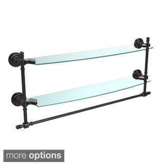Retro Dot Collection 24-inch Two Tiered Glass Shelf with Integrated Towel Bar