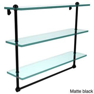 22-inch Triple Tiered Glass Shelf with Integrated Towel Bar