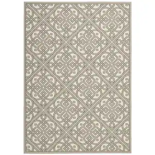 Waverly Sun N' Shade Lace It Up Stone Indoor/ Outdoor Area Rug by Nourison (7'9 x 10'10)