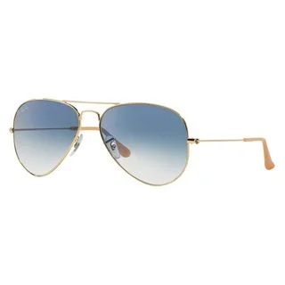 Ray-Ban Aviator RB 3025 Unisex Gold Frame Light Blue Gradient Lens Sunglasses - Gold/Light Blue