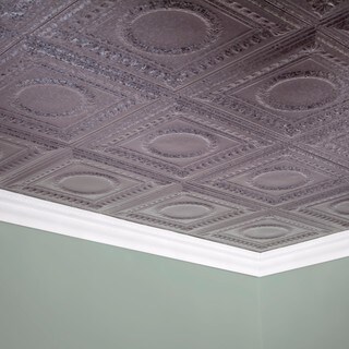 Fasade Rosette Galvanized Steel 2 ft. x 4 ft. Glue-up Ceiling Tile