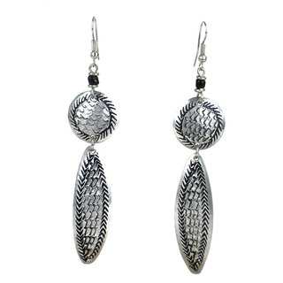Stamped Recycled Cooking Pot 'Feather' Earrings (Kenya)