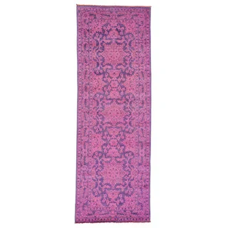 Handmade Wide Runner Overdyed Peshawar Oriental Rug (4'2 x 11'10)