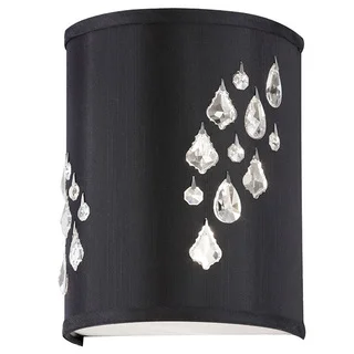 Dainolite 2-light Wall Sconce with Crystal Accents in Right Hand Facing in Polished Chrome in Black Baroness Fabric