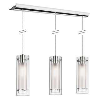 Dainolite 3-light Horizontal Pendant in Polished Chrome Finish in Clear Frosted Glass