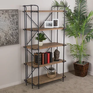 Yorktown 5-Shelf Industrial Etagere Bookcase by Christopher Knight Home