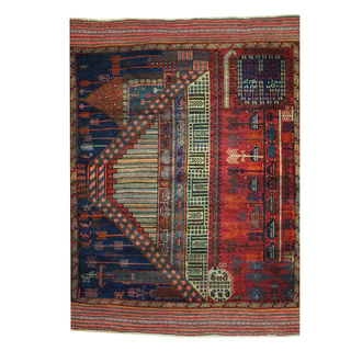 Herat Oriental Afghan Hand-knotted Tribal Balouchi Wool Rug (4'4 x 5'11)