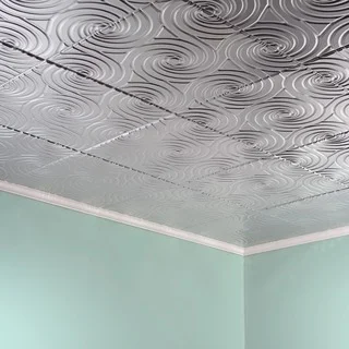Fasade Typhoon Brushed Aluminum 2-feet x 2-feet Glue-up Ceiling Tile