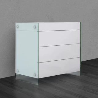 Il Vetro Collection High Gloss White Lacquer Tall Dresser/ Nightstand