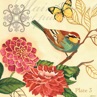 Portfolio Canvas Decor Jennifer Brinley 'Bird Garden Poppy' 16x16 Framed Canvas Wall Art (Set of 2)