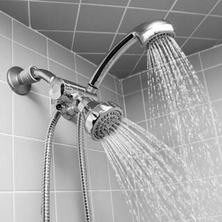 Deluxe Easy Install 5-function Dual Shower Head and Massager Set in Chrome