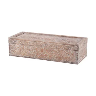 Dimond Home Whitewashed Carved Albasia Wood Box