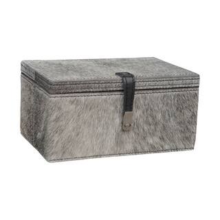 Dimond Home Small Grey Hair on Leather Box