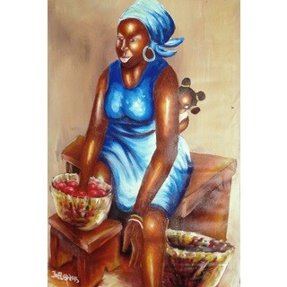 Handmade KUMASI MARKET WOMAN Canvas Art (Ghana)