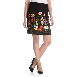 La Cera Women's Floral Embroidered Mini Skirt