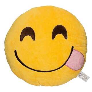 Emoji Cute Fun Yellow Round Plush Pillow