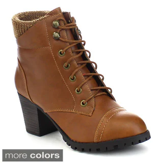 Bamboo Baxter-10l Women's Knitting Top Front Lace-up Combat Style Ankle Boots