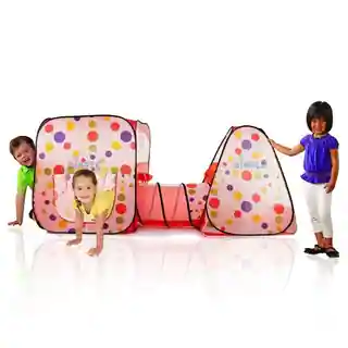 Double Pop Up Play Room Tent Club House with Interconnecting Tunnel and Fun Colors by Dimple