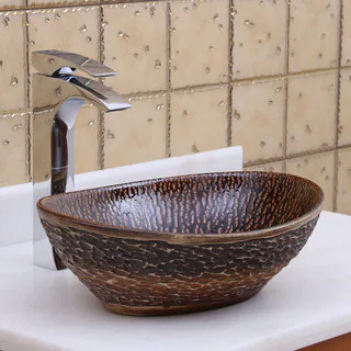 Elite 1552 Oval Bronze Glaze Porcelain Ceramic Bathroom Vessel Sink