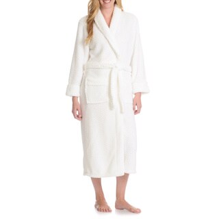 La Cera Women's Textured Plush Full-Length Bath Robe