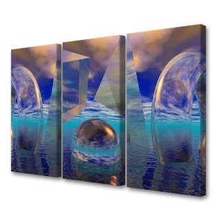 Menaul Fine Art Scott J. Menaul 'Aqua Triptych' Limited Edition Multi-panel Canvas Art