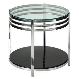 Cortesi Home Lavia Contemporary Two Tier Round Glass End Table