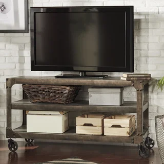 TRIBECCA HOME Galena Industrial Modern Rustic Iron Console Sofa Table TV Stand