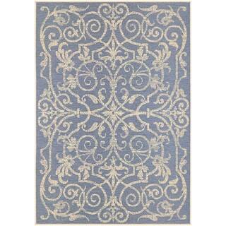 Couristan Monaco Summer Quay/ Ivory and Sapphire Rug (8'6 x 13')