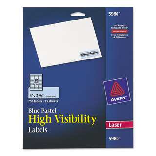 Avery Pastel Blue High Visibility Rectangle Laser Labels (Pack of 750)