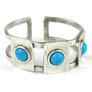 Turquoise Blocks Silverplated Cuff (South Africa)