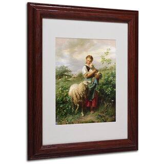 Johann Hofner 'The Shepherdess 1866' White Matte, Wood Framed Wall Art